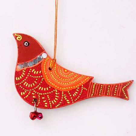 Handmade Wooden Bird Christmas Hanging for Home Decor - Red, Purple, Green, Blue